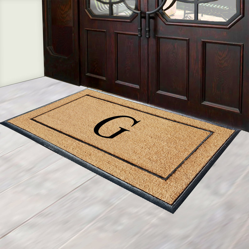 Ironton Natural Coir & Rubber Large Monogrammed Doormat, Thick Durable Entry Mats for Entrance Heavy Duty, Thin Profile, Long Lasting Front Door Mat - 30"x60"