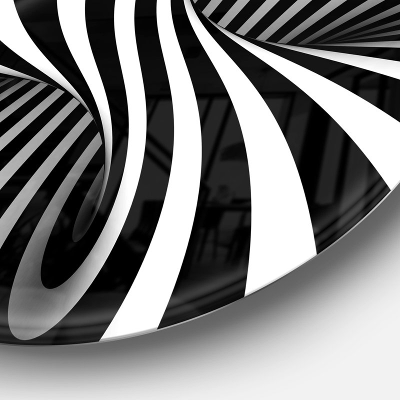 Art mural abstrait en métal, impression moderne en spirale noir et blanc - spirale noir et blanc, H 23 po x l 23 po x P 1 po