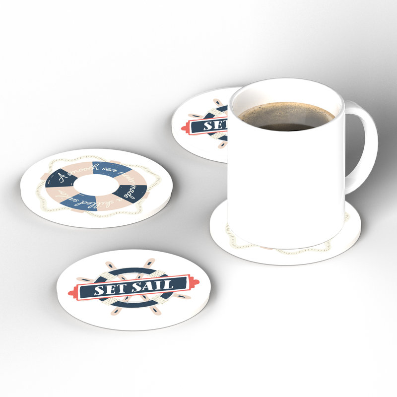 Beach Set Sailing Themed Ceramic Coasters