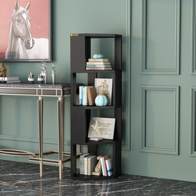 5 Tier Corner Shelf Stand,Tall Standing Corner Bookshelf Wooden Display Bookcase by Ebern Designs