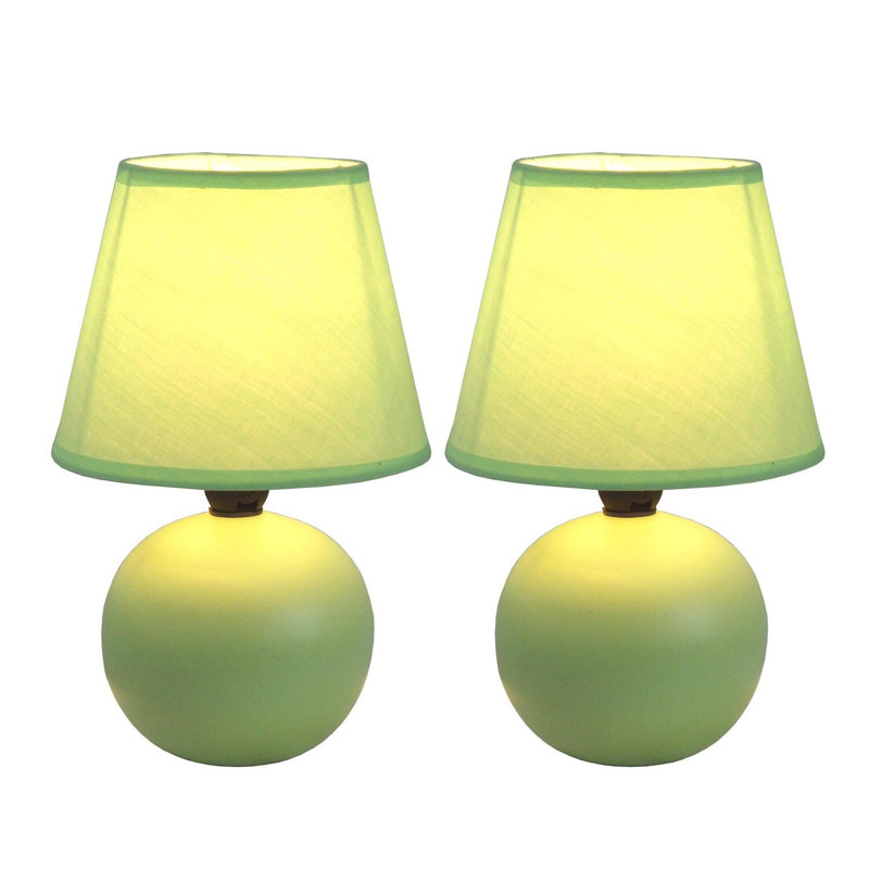 Mini Ceramic Globe Table Lamp, Green, Green