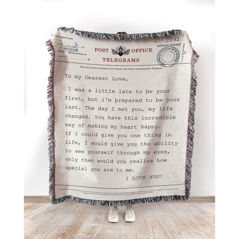  Jeté 100% coton Telegram Vow, L 37 po x L 52 po