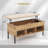 Lift Top Coffee Table with Metal Legs Rising Center Table with Hidden Compartment & 3 Open Cubbies