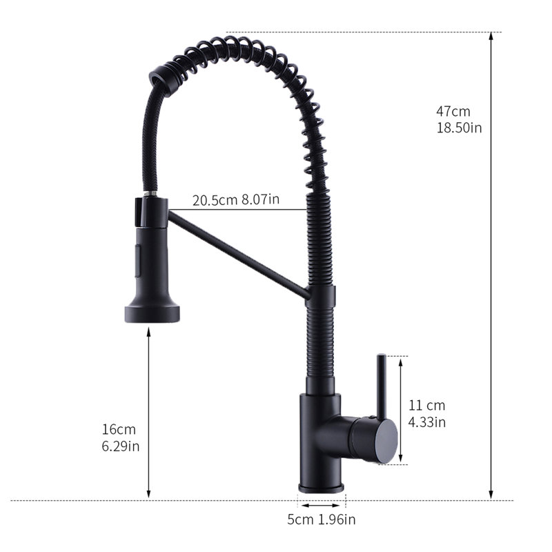 Robinet d'évier de cuisine avec robinet escamotable, noir, laiton, contrôle de la température à un trou, robinet d'eau chaude et froide, robinet en laiton noir, poignée, eau