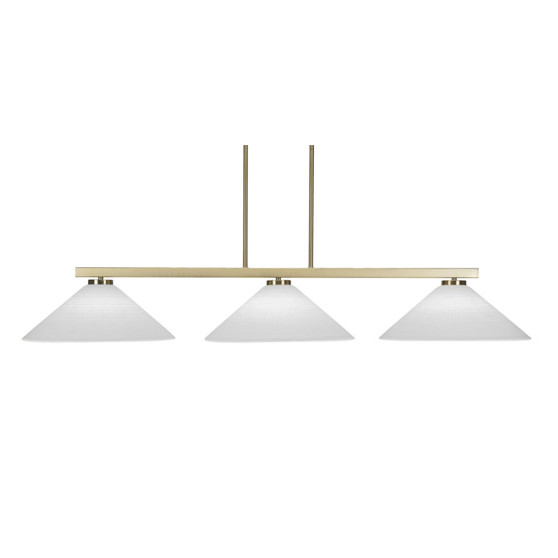 Barre d'éclairage 3 lumières Krushap avec verre matriciel 16 po, Blanc, Laiton New Age