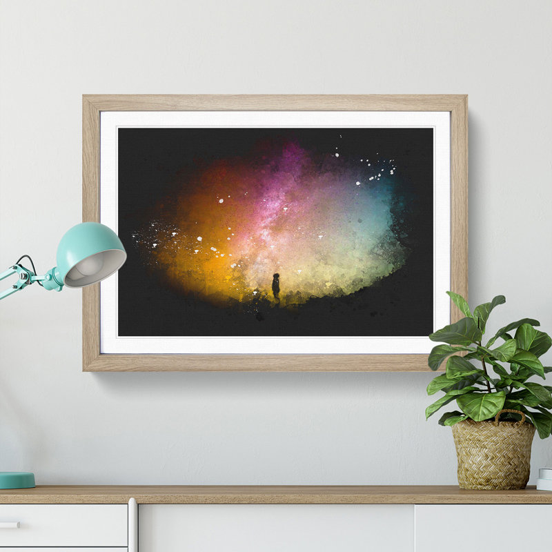 Looking up at the Stars - Picture Frame Graphic Art Print, 62cm H x 87cm W x 2cm D, Oak Framed