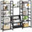 5/6-tier Bookcase With Hanging Fabric Bins, Adjustable Shelves, Storage Unit-696410065-696410071