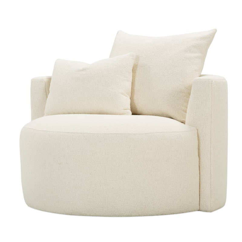 Leander Linen Swivel Barrel Chair, Bone White (107CR-43)