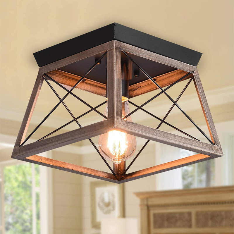 Demetrious 1-Light 25cm Flush Mount, Wood