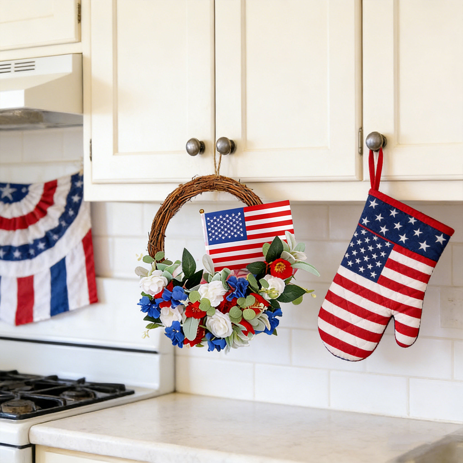 The Holiday Aisle® Patriotic Wreaths for Front Door 4th of July Fourth ...