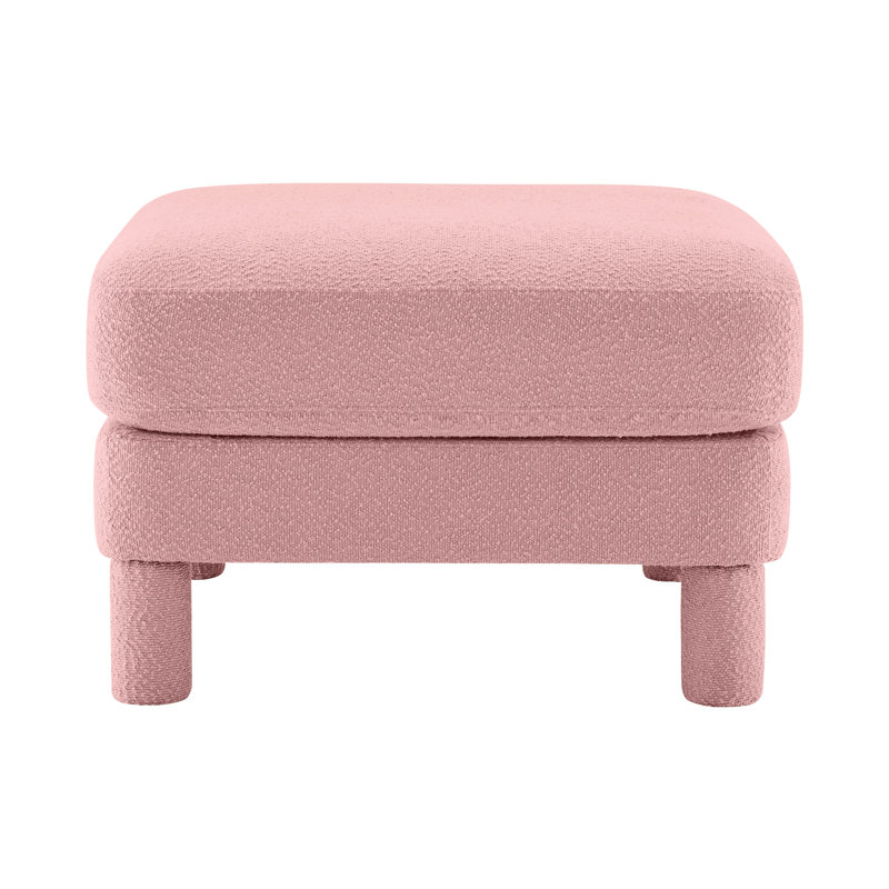 Rose moderne avec tissu d'ameublement bouclé, pieds courbés et cylindriques, structure, coussins d'assise à assise moelleuse pour un endroit agréable avec tissu, divers espaces pour les pieds, fabrication, ressorts en mousse