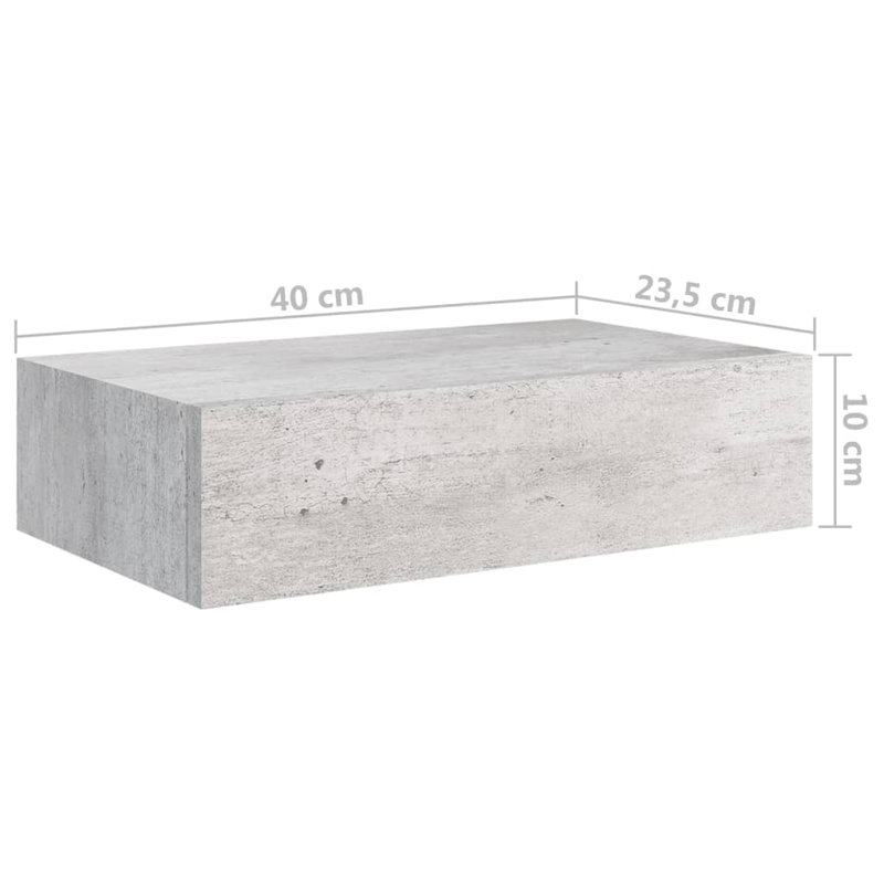 Howarth Floating Shelf with Drawer, Grey
