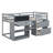 Twin Size Low Loft Bed with Rolling Desk, Shelf and Drawers - Grey