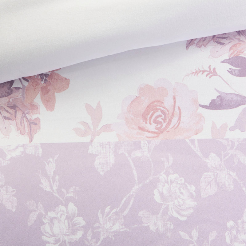 Housse de couette simple / simple en microfibre TG, 2 pièces motif cachemire floral, fermeture à boutons, motif cachemire rose doux et rétro, lavable à la machine