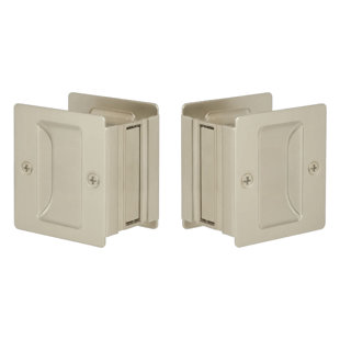Expressions by Emtek Square Passage Standard Pocket Door Lock, Satin Nickel