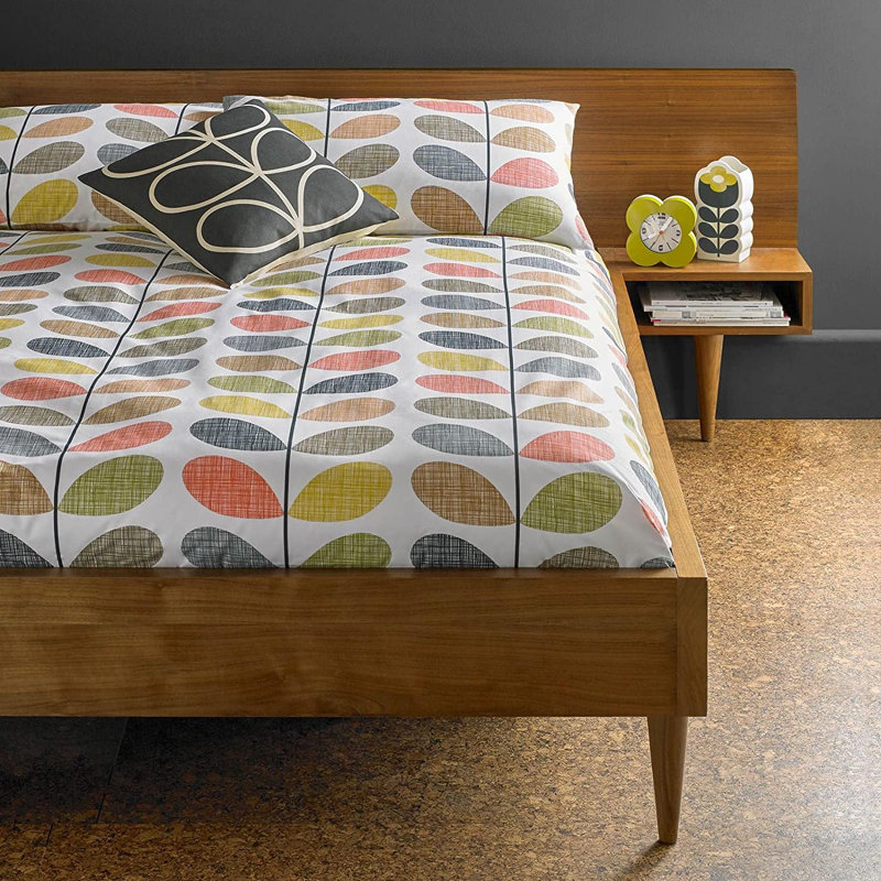 Scribble Stem Duvet Cover, Single Duvet Cover, Blue/Beige/Yellow
