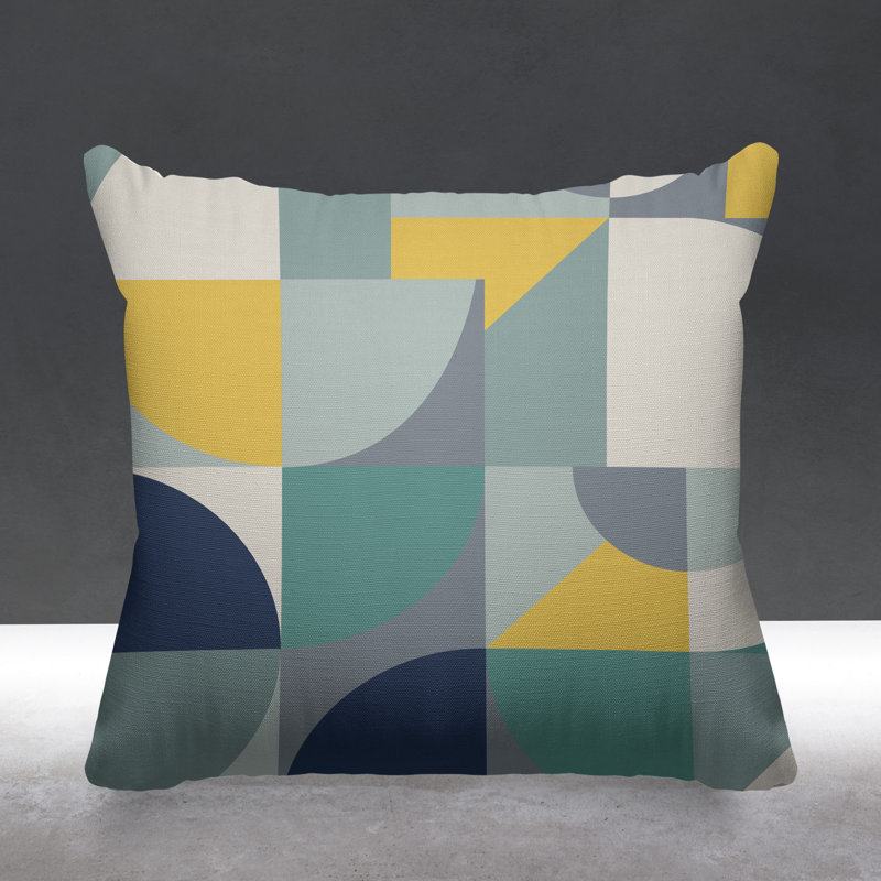 Housse et insert de coussin carré Den, H 15 po x l 15 po, Bleu sarcelle