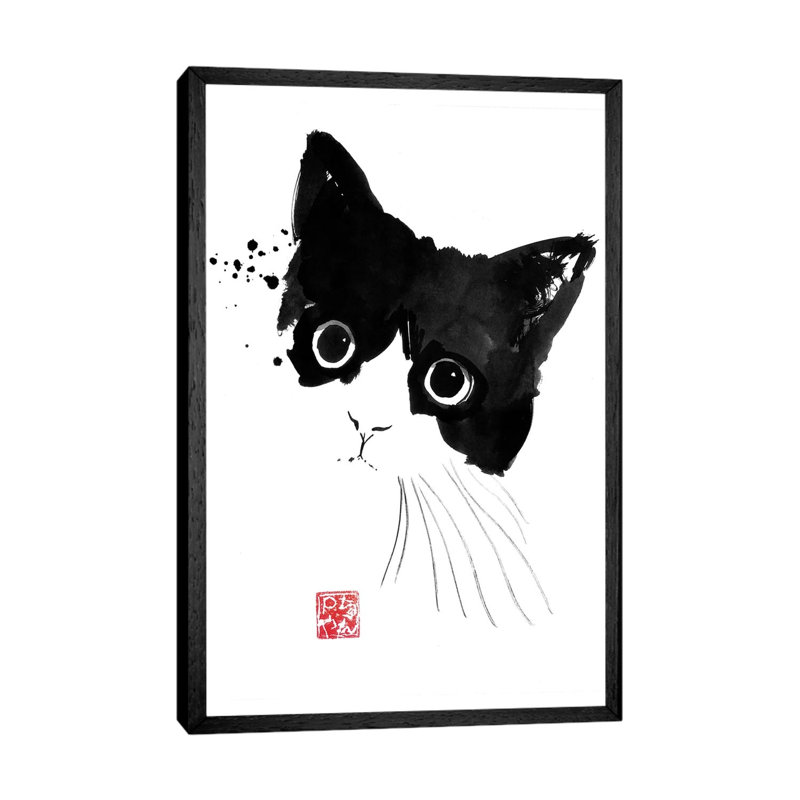 Impish Cat by Péchane - Painting on Canvas, Black Framed, 66.04 cm H x 45.72 cm W