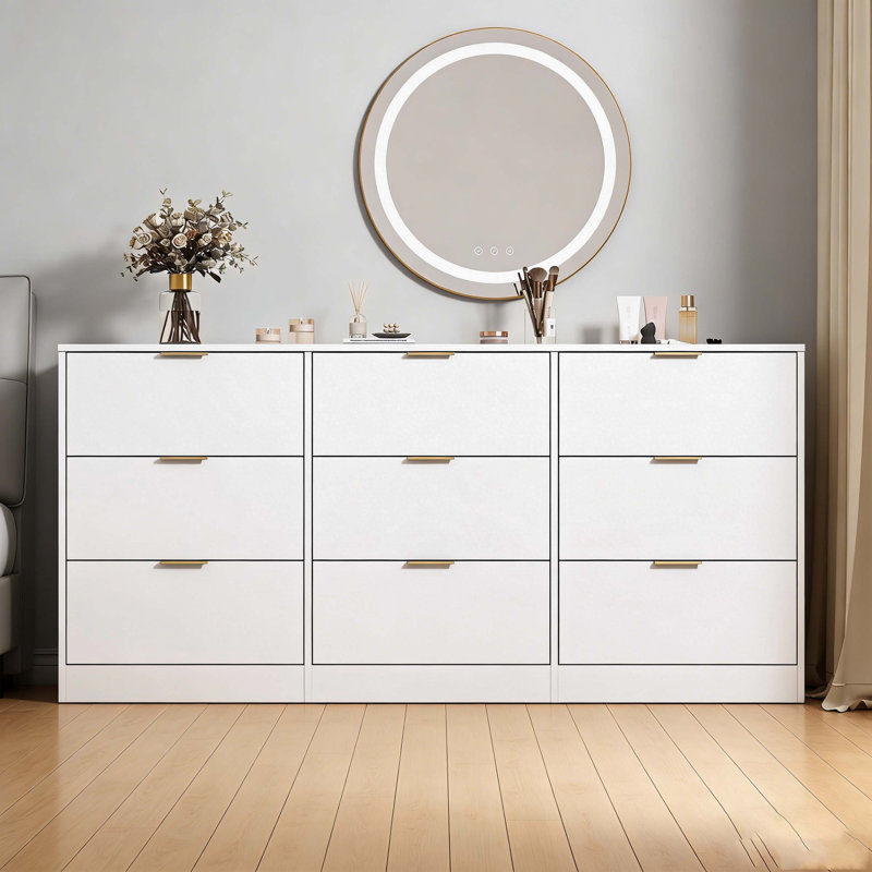 Commode 9 tiroirs 63 "blanche, Blanc