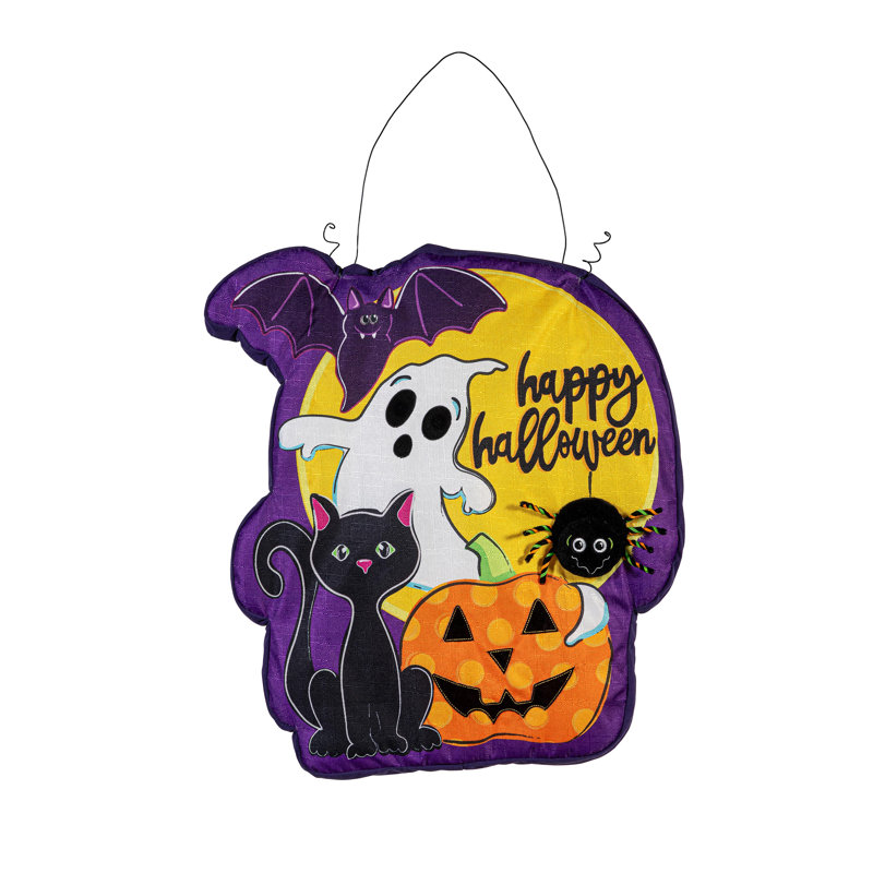 Décoration de porte d'Halloween amis illuminés
