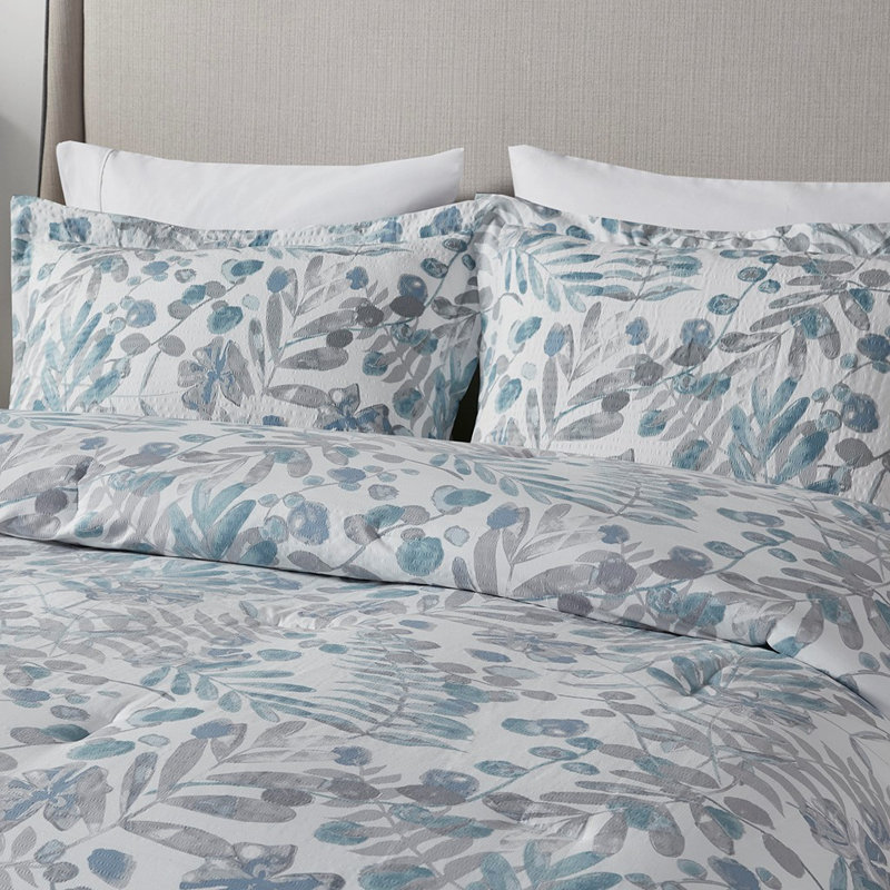 Ensemble d'édredon en polyester , Édredon double / grand, 2 taies décoratives et 2, Bleu
