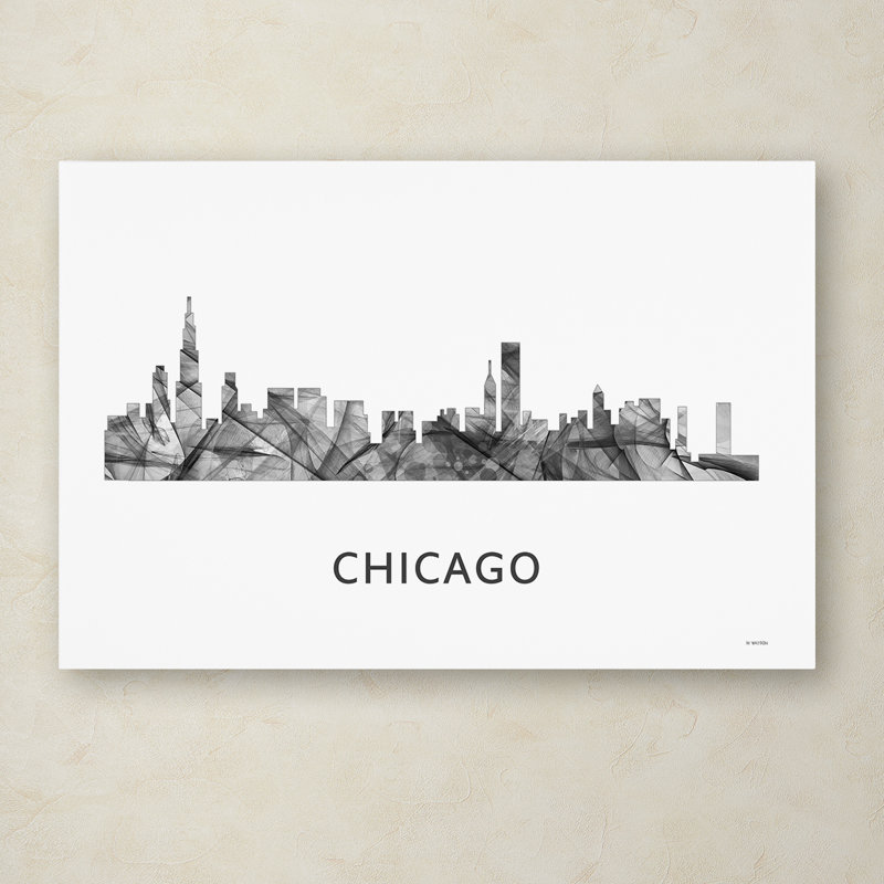 « chicago illinois horizon wb-bw », impression sur toile tendue, H 22 po x l 32 po x P 2 po