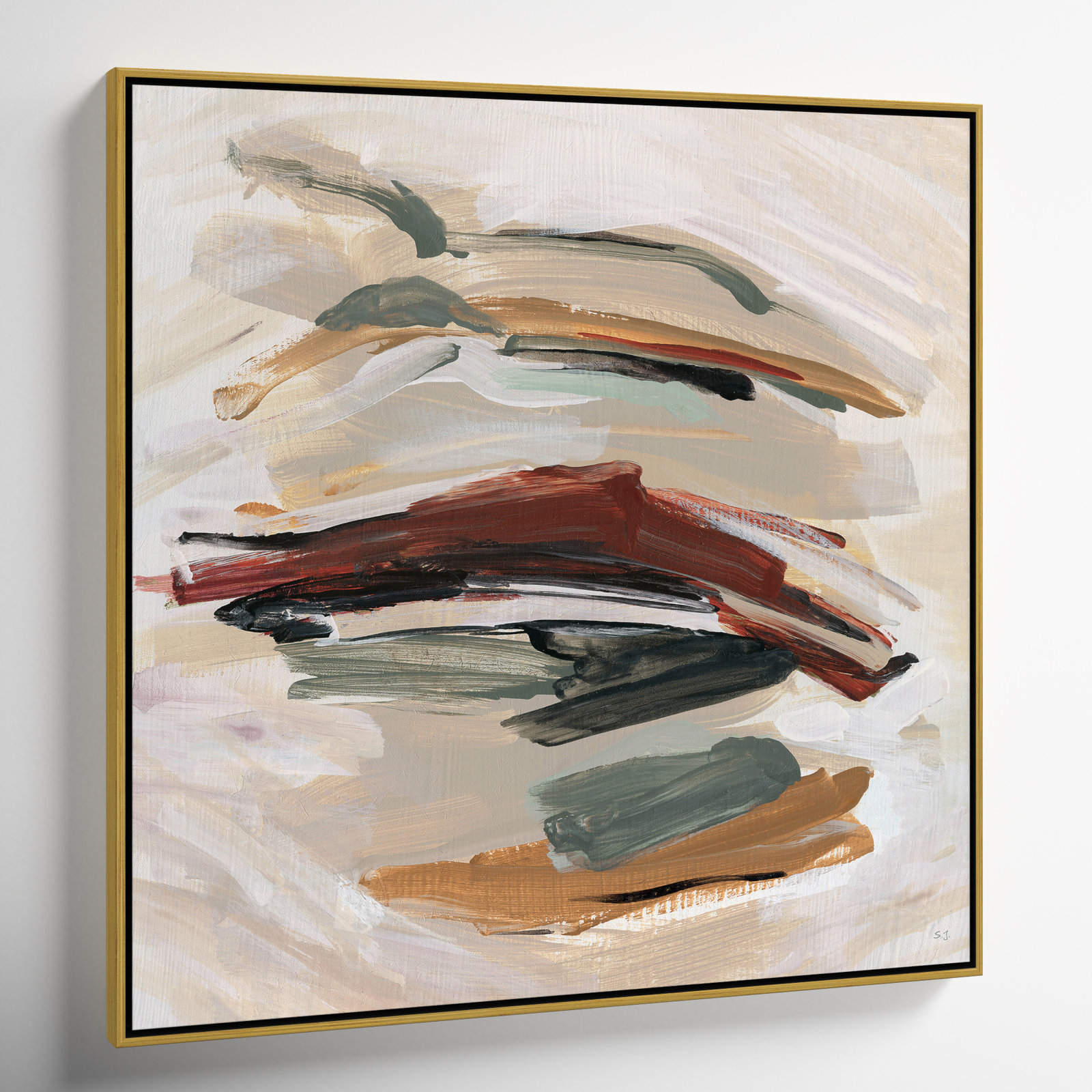 Carmina "Spring Shadows" Painting by Susan Jill, Gold , 37.5" H x 37.5" W
