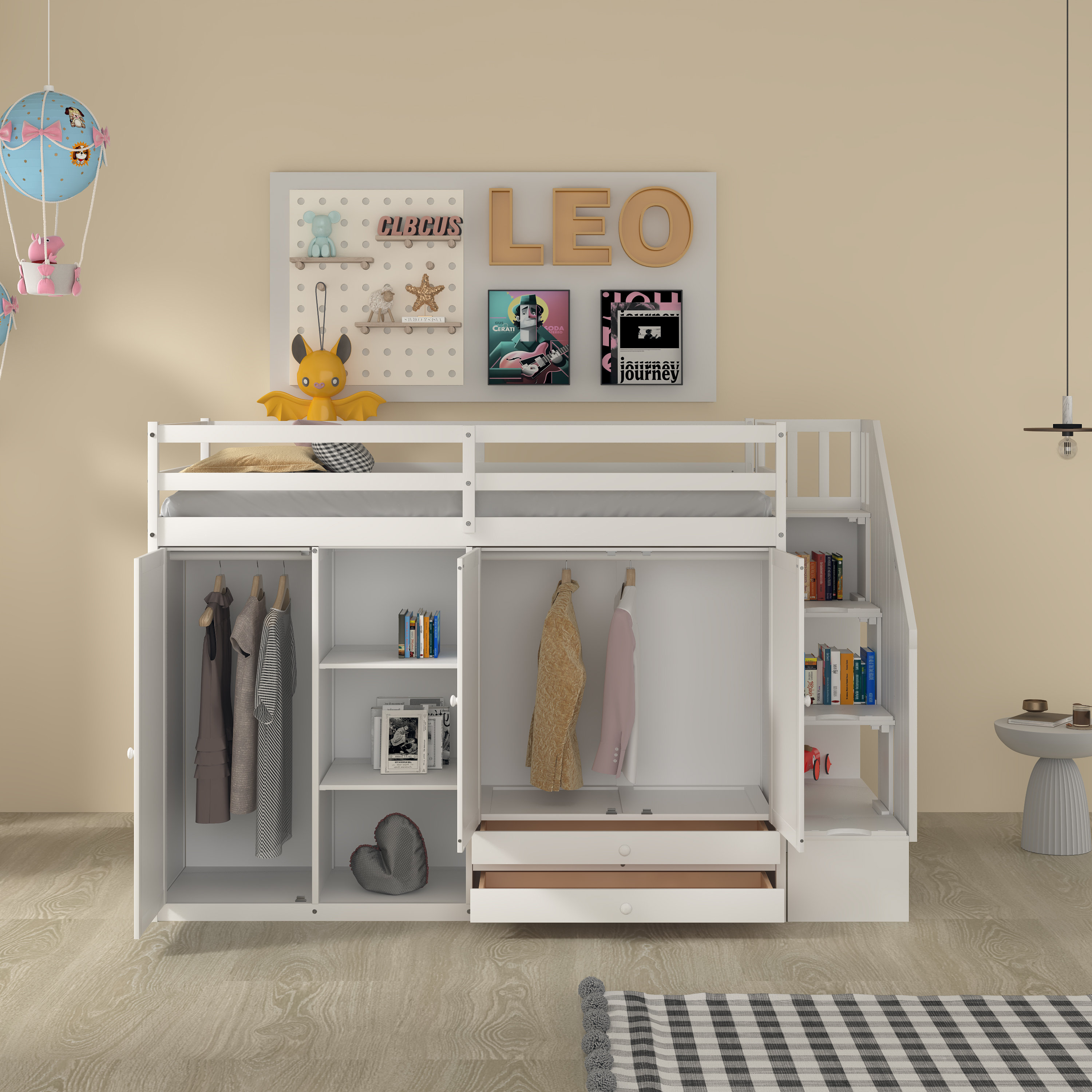 Harriet Bee Gjystina Twin 2 Drawer Loft Bed with Shelves by Harriet Bee ...