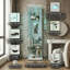 4-Tier Single Door Glass Display Cabinet with Mirrored Back & LED Lights,  Tall Curio Cabinet, Black / White-1808148637