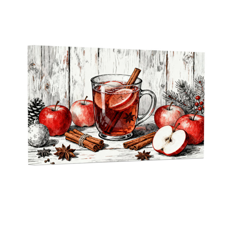 Christmas Warm Spiced Apple Cider Winter Scene