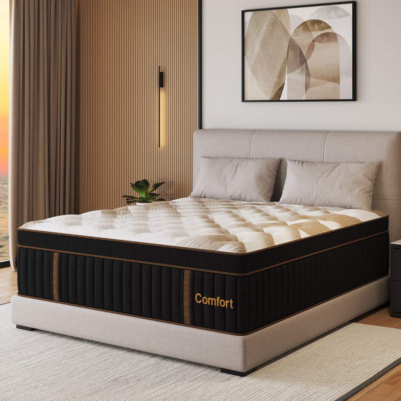 14''  Medium Hybrid Mattress With Cooling Gel Memory Foam & Pocket Coils, Motion Isolation Mattress In A Box, King, 14"