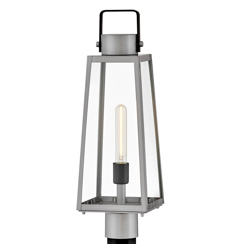 Lark Hugh Post Mount Lantern, Black/Silver