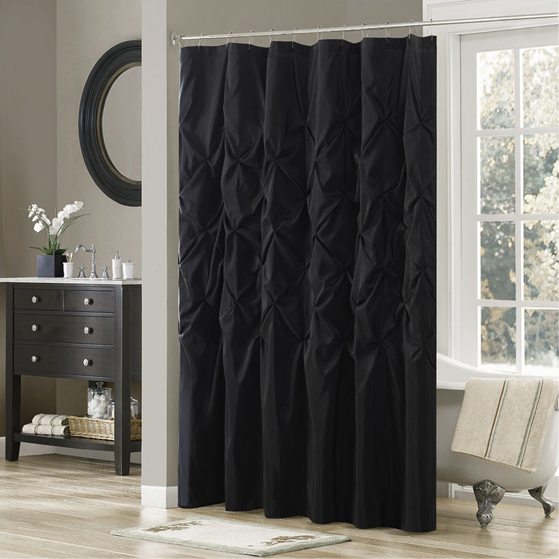 Tufted Semi-Sheer Shower Curtain, Black