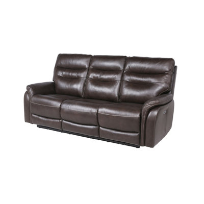 Canapé inclinable moderne à double alimentation - Repose-pieds électrique, Appui-tête articulé électrique - Cuir fleur, Dossier canalisé horizontal, Ports USB