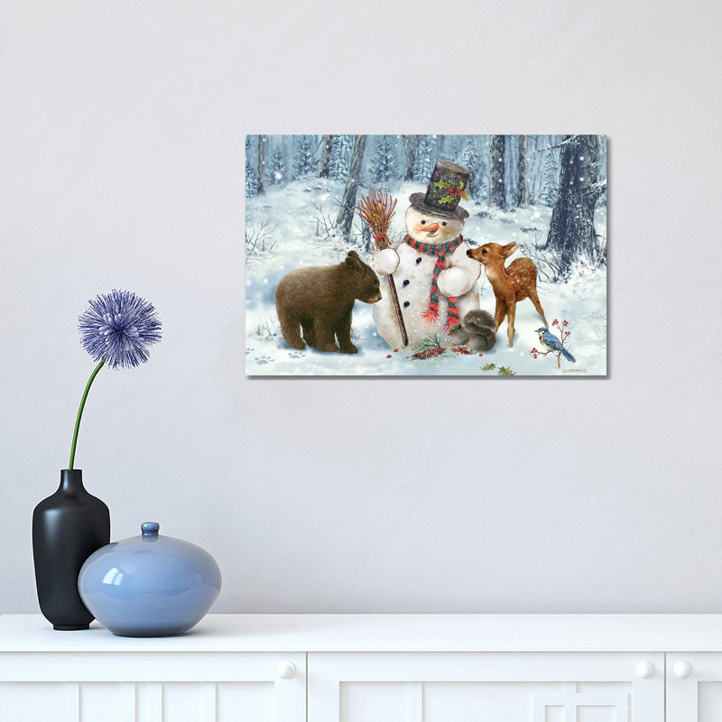 «Woodland Snowman» par Giordano Studios, impression sur toile tendue, H 12 po x l 18 po x 1,5 po