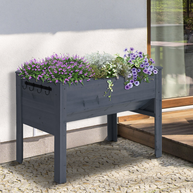 Germana Wood Raised Garden Bed, Gray