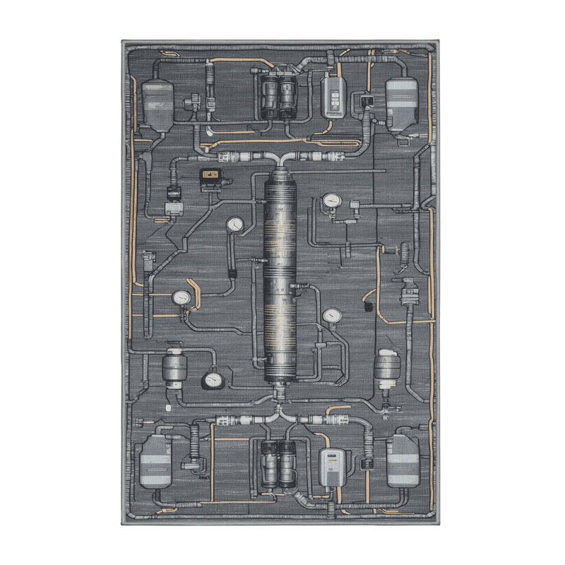 Machine Washable Space Gray Area Rug, Rectangle 4' x 6'