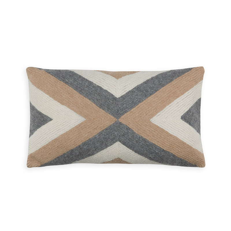 Grinda Natural Rectangular Pillow Cover and Insert, Camel/Gray