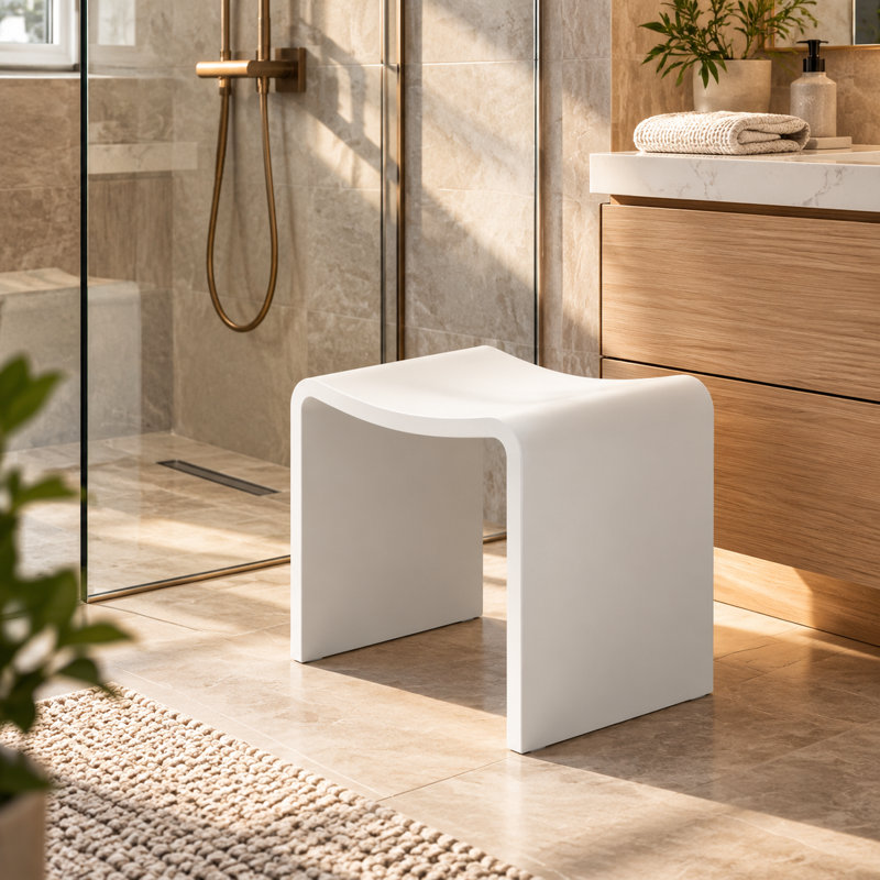 Tabouret de salle de bain autoportant à surface solide de 14 pouces, tabouret de douche imperméable et grand siège de douche portable Kakusiga