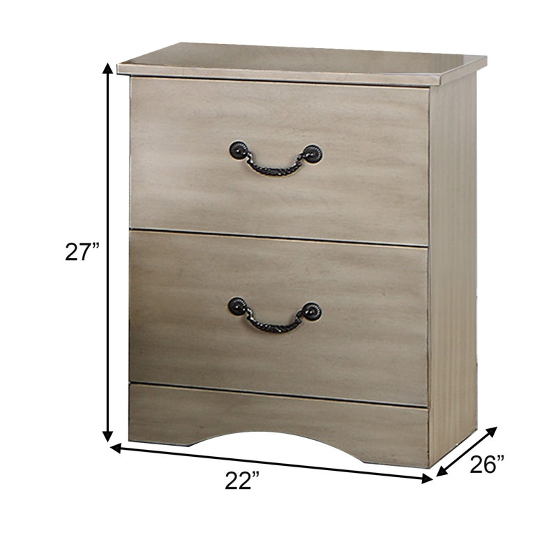 Table de chevet 2 tiroirs Runolfson, Marron clair