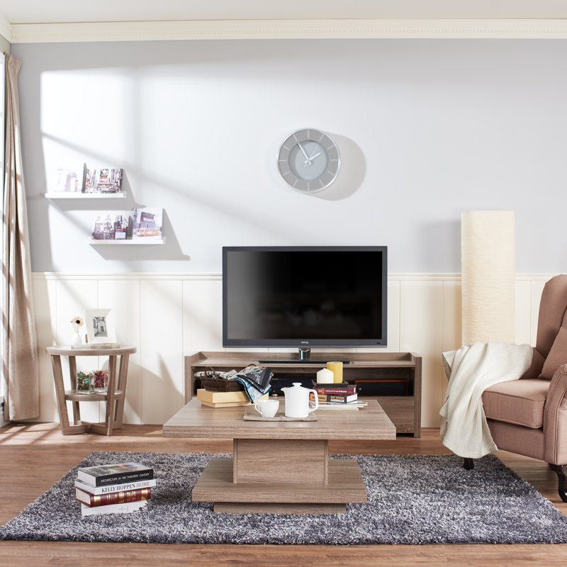 Pedestal Coffee Table with Storage, Dark Taupe