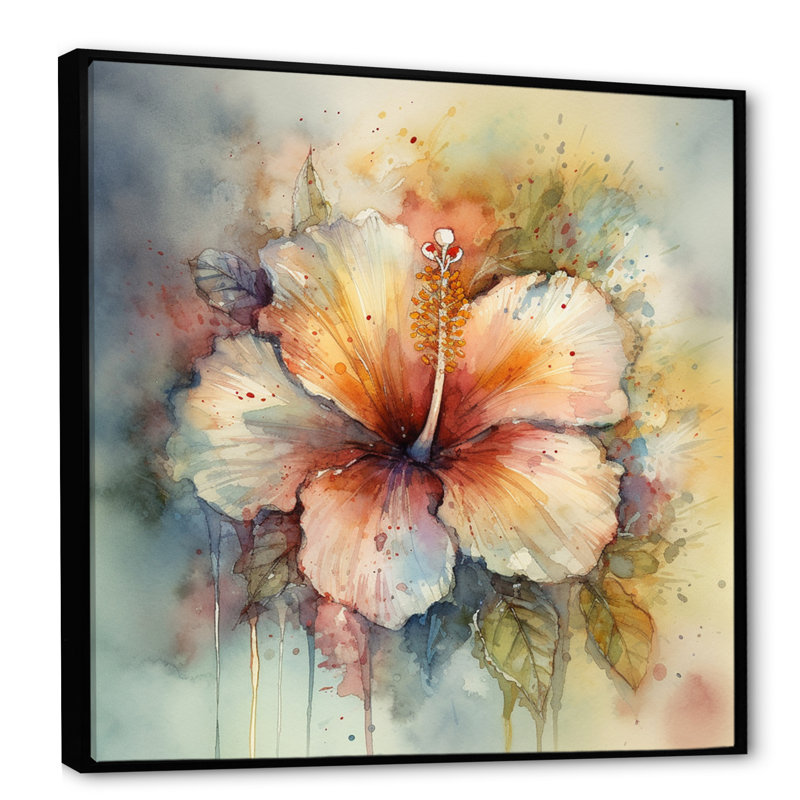 Rubyanne Petals of Hibiscus I sur impression sur toile, H 16 po x l 16 po x P 1 po, Cadre flottant noir