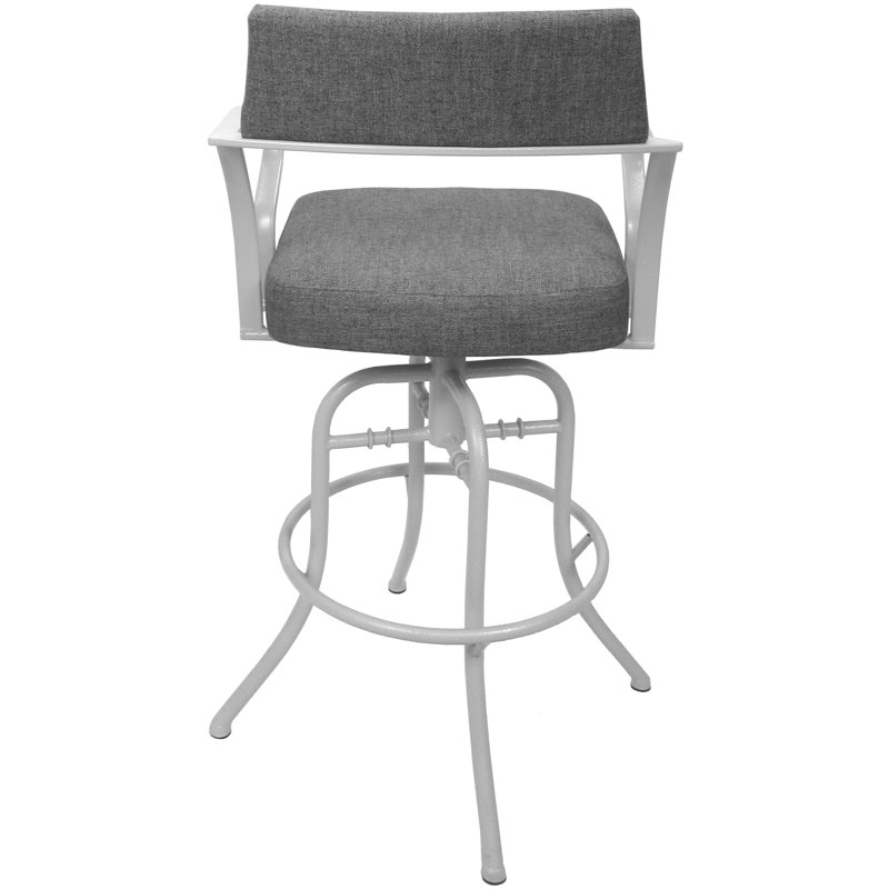 Tabouret de bar pivotant 30 po Adina, Mélange de polyester gris Mojave / cadre blanc