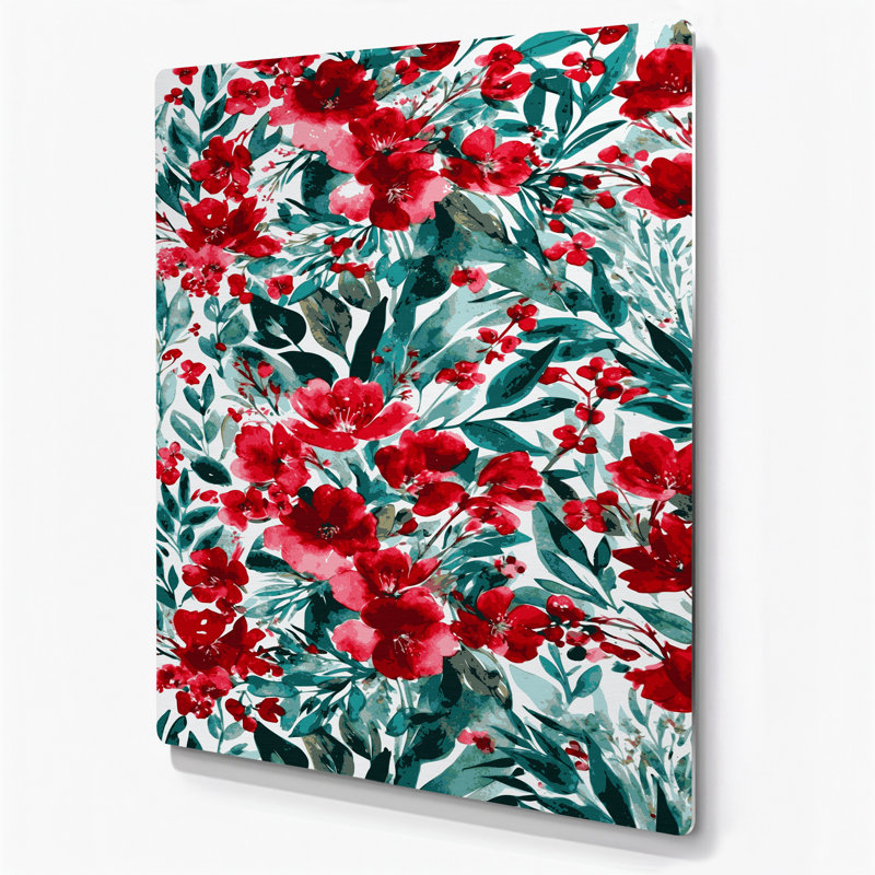 Aquarelle florale 33, art mural en métal bleu, H 18 po x l 12 po