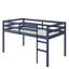  Lit mezzanine simple en bois avec escalier pour enfants garçons et filles, sans sommier tapissier, bleu-443949679