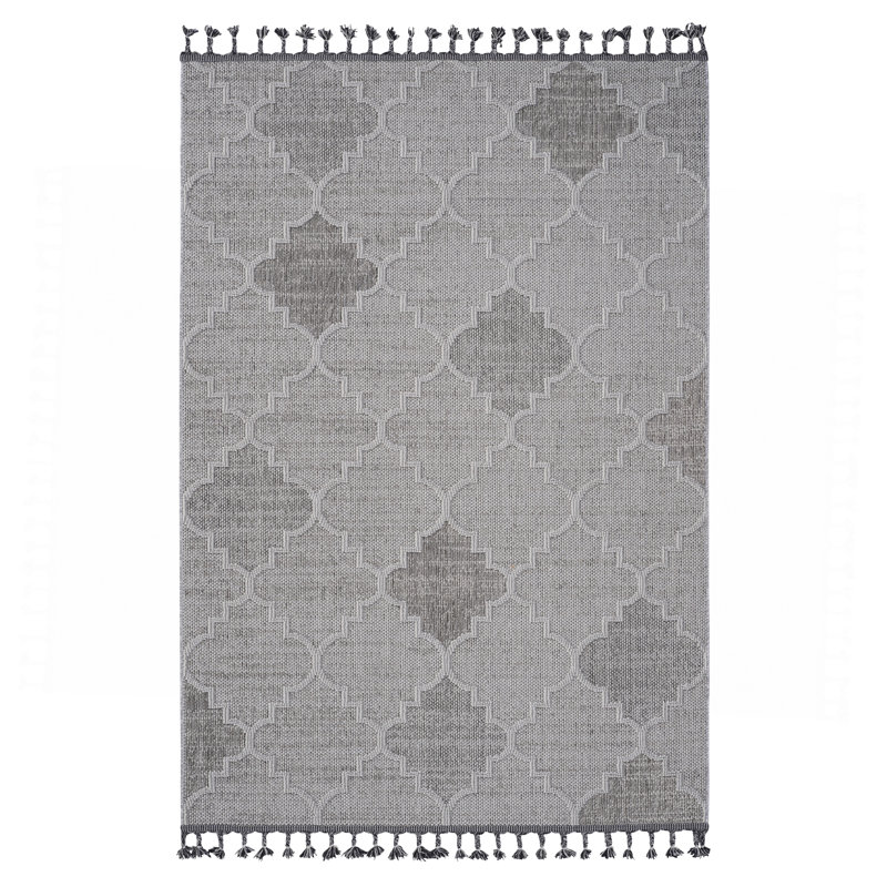 Tapis intérieur / extérieur gris / treillis, Rectangle 5 pi 3 po x 7 pi 6 po