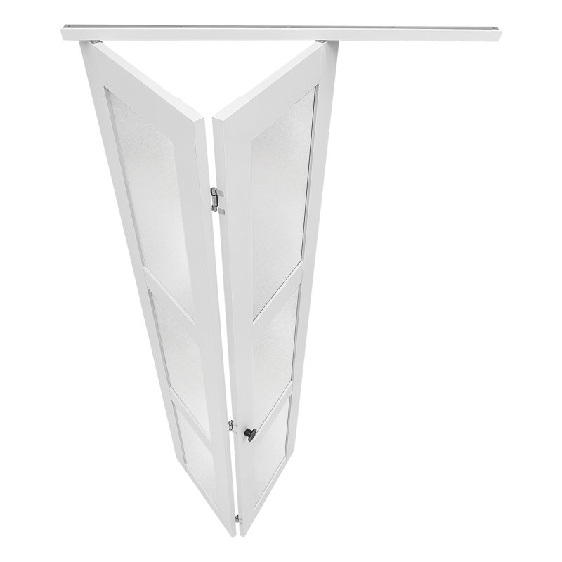 Portes de placard pliantes à 2 panneaux, 36 po (double 18 po) x 80 po, verre dépoli avec quincaillerie en métal et cadre composite durable, design contemporain et solution d'économie d'espace pour les placards et les chambres à coucher