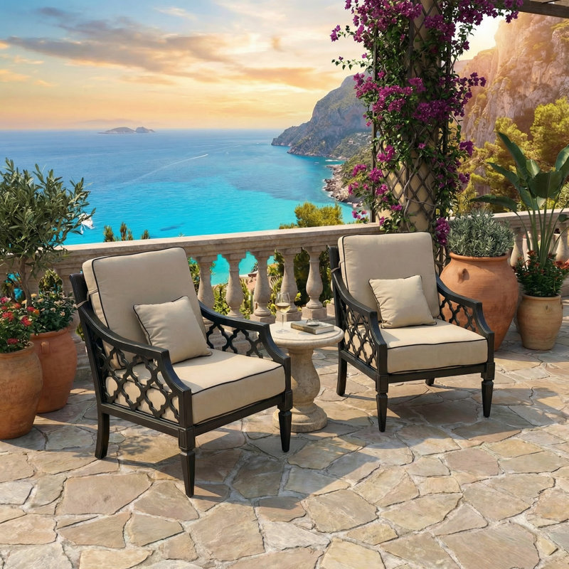 Outdoor Dining Armchair with Sunbrella® Cushions