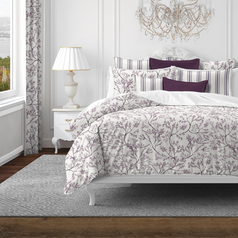 Tinsley Plum Cotton Duvet Cover Set, California King Duvet Cover + 7 Additional Pieces