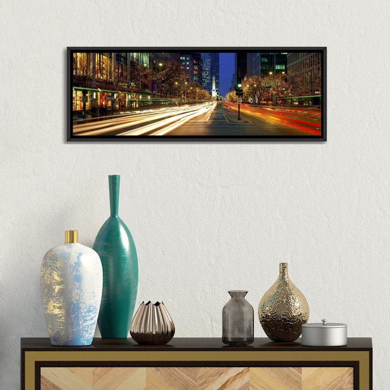 Panoramic Graphic Art on Canvas, 24" H x 72" W x 1.5" D, Black Framed